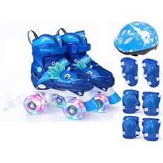 Patins Quad Dinossauro 4 Rodas Infantil Tamanha Ajustavel Com Rodinhas de LED + Bolsa + KIT PROTEÇÃO