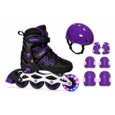 Patins Roller inLine Varias Cores Tamanho Ajustável 28 - 32 / 33-36 / 37-40 + Led + KIT PROTEÇÃO