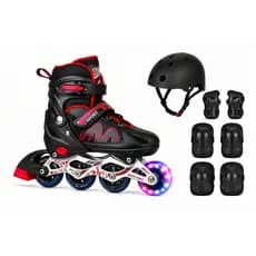 Patins Roller Inline C/ Led na Rodinhas Dianteira, Regulavel tamanho 29 ao 40 + KIT PROTEÇÃO