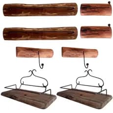 Kit de acessórios de banheiro completo em madeira rustica cabide 8 peças