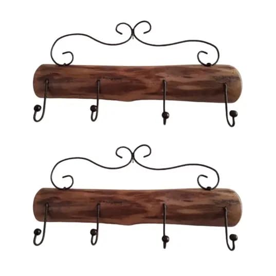 2 toalheiro porta toalha de banho rustico de madeira colonial sítio casa de campo 49 cm com gancho