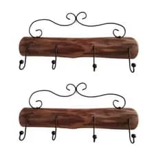 2 toalheiro porta toalha de banho rustico de madeira colonial sítio casa de campo 49 cm com gancho