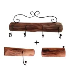 6 peças Kit acessorios de banheiro em madeira rustico decoração gancho pendurar toalha e papel higiênico
