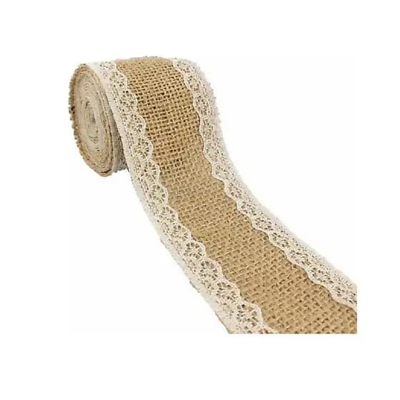 Fita De Juta Com Renda 5,5cm Larg X 4m - Natural Cor Marrom
