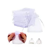 Kit 100 Saco Organza Tule 7x9cm Saquinho Branco Lembrancinhas Artesanato