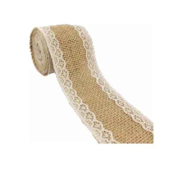 Fita De Juta Com Renda 5,5cm Larg X 5m - Natural Cor Marrom