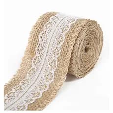 Fita De Juta Com Renda 5,5cm Larg X 10 Metros - Natural Cru
