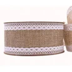 Fita de Juta com Renda Borda 50mm com 5 Metros