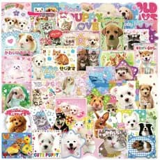 50 Pçs Foto-Adesivo Estilos Animais De Estimação Adesivos Bonitos Japoneses Decorativos DIY À Prova Dwaterproof Água