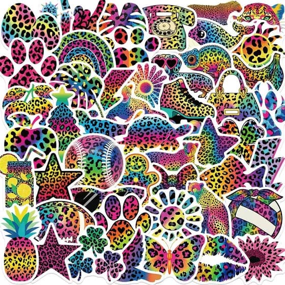 50 Peças Adesivos Coloridos Com Estampa De Leopardo De Desenho Animado Para Guitarra Notebook Bagagem Faça Você Mesmo À