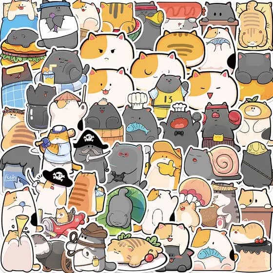 50 Pçs Bonito Dos Desenhos Animados Gatos Adoráveis Adesivos Para Guitarra Notebook Portátil DIY Decorações Presentes