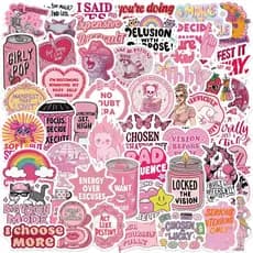 50 Peças Adesivos Divertidos Rosa De Desenho Animado Para Decoração De Guitarra Notebook Bagagem Presentes De Telefone F