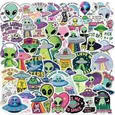 54 Unidades Adesivos De Alienígena De Desenho Animado Criativos DIY Decalques À Prova D'água Divertidos Pequenos Present