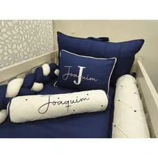 KIT BERÇO PERSONALIZADO 6 pçs com 1 Trança - Padrão Americano - Percal 100% Algodão e Linho