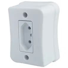 Kit 10 Tomada Simples 2p+t 10A Sobrepor Externo Placa Espelho Branco Linha Viena Bivolt 127v e 250v