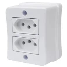 Kit 5 Tomada Dupla 2p+t 20A Sobrepor Externo Com Placa Espelho Branco Linha Viena Bivolt 127v e 250v