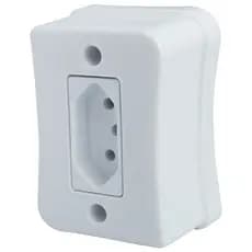 Kit 5 Tomada Simples 2p+t 20A Sobrepor Externo Placa Espelho Branco Linha Viena Bivolt 127v e 250v