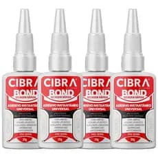 Kit 4 Super Adesivo Instantâneo Universal 20g Cibra Bond