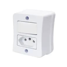 Kit 05 Interruptores de 1 Tecla Simples 1 Tomada 2p+t 20A Com Espelho Branco Linha Viena Bivolt