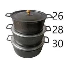 Jogo De Panelas Nº 26/28/30  Caçarolas Preta Craqueada Grande Alumínio para Restaurantes Batido Fundido Alça de Ferro