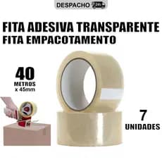 Kit  7  Fita Adesiva Transparente 45mm x 40m Durex Empacotamento Embalar
