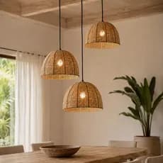 Kit Luminária Pendente Cuia Palha De Milho Lustre Decorativo Rústico 35cm