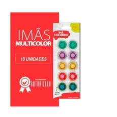 KIT 10 Imas Prendedores Magneticos Coloridos Redondos para Mural e Geladeira Art House
