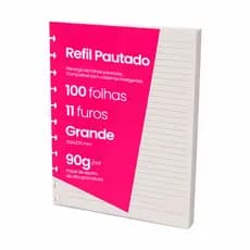 Refil Pautado e Liso Compatível Caderno Inteligente Tamanho Grande 11 Discos