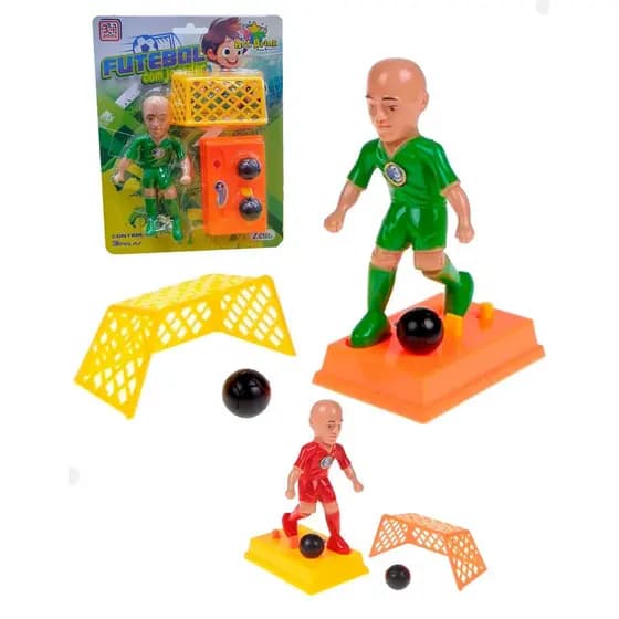 Mini Jogador Futebol de Dedo com bola Lançador e Golzinho