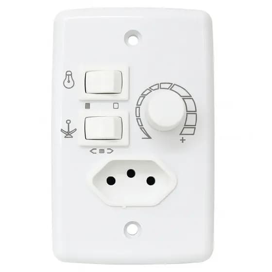 Controle Ventilador Chave Rotativa Bivolt com Tomada para Parede