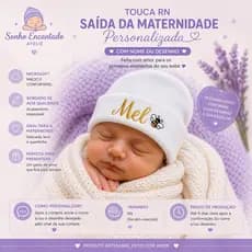 TOUCA RN personalizada com NOME para Saída maternidade