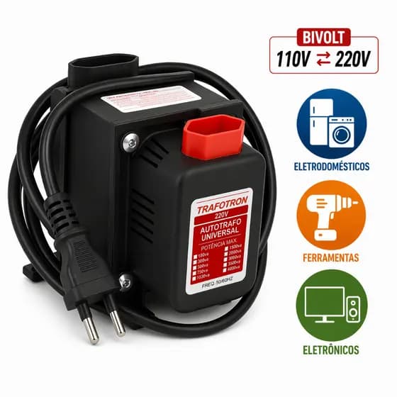Auto Transformador 2000va Bivolt Conversor de Voltagem 1400w Vermelho 127v p 220v e 220v p 110v