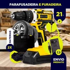 Parafusadeira Furadeira 21V 2 Baterias Forte e Resistente Com Maleta e Acessórios Completo