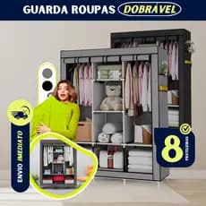 Guarda Roupa Dobrável Armário Inteligente Organizador de Roupas Grande Cabideiro Closet Multiuso