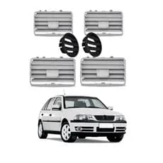 Tela Difusor Saída De Ar Painel Gol Saveiro Parati G3 - Kit 6 Peças Cinza e Preto
