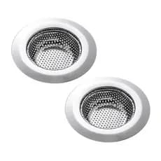 Kit 2 Ralo Ralinho De Pia Inox Com Borda Válvula Americana Cesto Protetor Para Cuba Cozinha 9 Cm