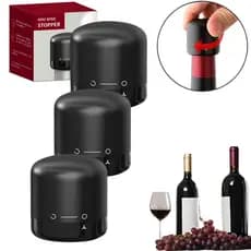 Kit 3 Tampa De Vinho Inteligente Rolha Vácuo Para Garrafa Fechamento Pressão Hermético Reutilizável