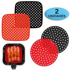 Kit 2 Tapete Para Air Fryer Forma Antiaderente Reutilizável 2 Unidades