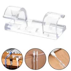 Kit 20 a 100 Organizador de Cabos Fios Adesivo Clips Prendedor de Fios Fixador Passa Cabo Transparente