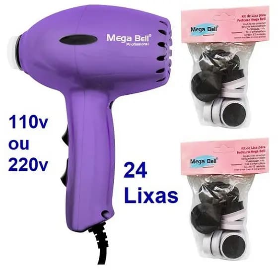 Pedicuro Compact Elétrico Lilás Esfoliador Lixa Elétrica Para os Pés + 24 Lixas Descartáveis