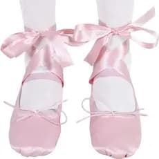 Sapatilha bale balle bailarina de fitas em cetim rosa