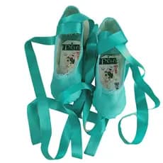 Sapatilha de Ballet cor Tifany com fitinhas de bailarinas cor azul piscina jasmine