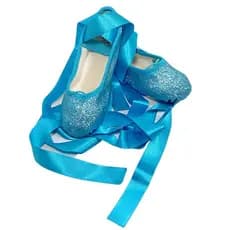 Sapatilha de Ballet Com Fitinhas de Bailarina Sapatilha de Glitter e Fitas de Cetim