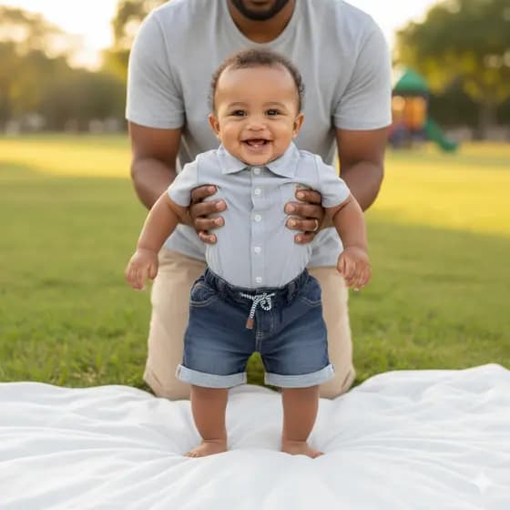 Conjunto Infantil Estiloso menino– Camisa Social e Bermuda Jeans