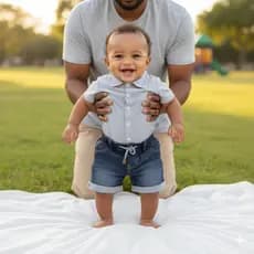 Conjunto Infantil Estiloso menino– Camisa Social e Bermuda Jeans