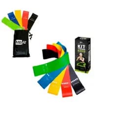Kit 5 Faixas Elásticas Para Exercícios Multifuncional Yoga Fisioterapia e Treino