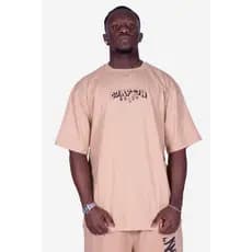 Camiseta Compton Oversized NWA Faces Alto Relevo Caqui