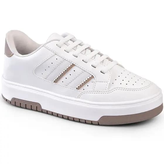 Tênis Lumiss Flatform Confortável Moda Casual Clássico Original Neutro Branco
