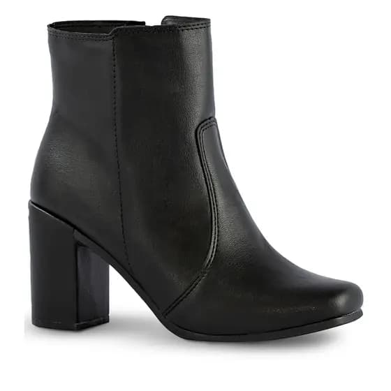 Coturno Feminino Lumiss Confortável Salto Alto Grosso Bota Bico Quadrado Zíper Blogueira Square