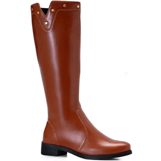 Bota Feminina Lumiss Montaria Cano Alto Salto Baixo Confortável Tachas Bico Redondo